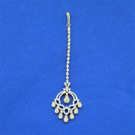 Cz Classic Tikka With Mehndi 2 Tone Rhodium Plating