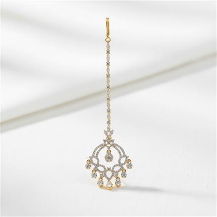 Cz Classic Tikka With Mehndi 2 Tone Rhodium Plating