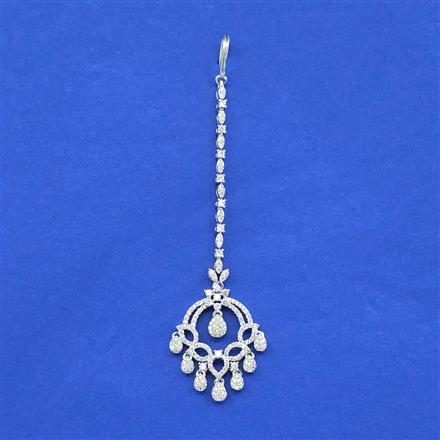 Cz Classic Tikka With Mehndi 2 Tone Rhodium Plating