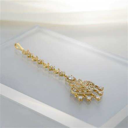 Cz Delicate Tikka With Mehndi 2 Tone Rhodium Plating