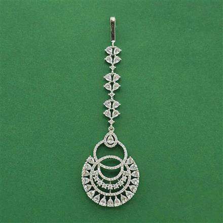 Cz Classic Tikka With Mehndi 2 Tone Rhodium Plating