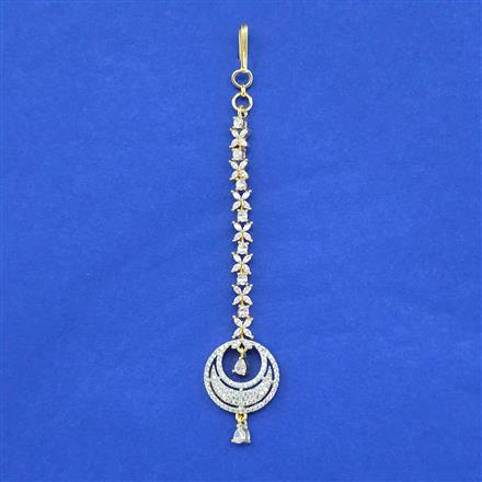 Cz Delicate Tikka With Mehndi 2 Tone Rhodium Plating