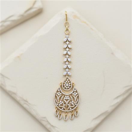 Cz Classic Tikka With Mehndi 2 Tone Rhodium Plating