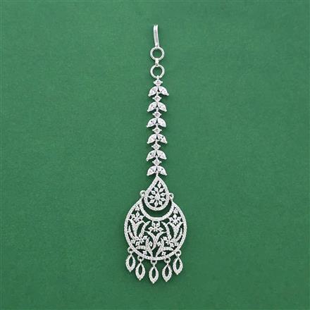Cz Classic Tikka With Mehndi 2 Tone Rhodium Plating