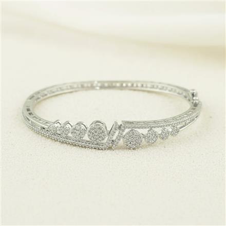 Cubic Zirconia Openable Kada With Mehndi 2 Tone Rhodium Plating