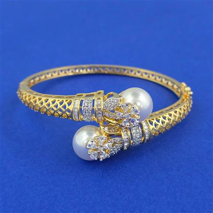 Cubic Zirconia Openable Kada With 2 Tone Rhodium Plating