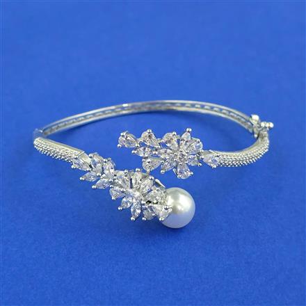 Cubic Zirconia Openable Kada With 2 Tone Rhodium Plating