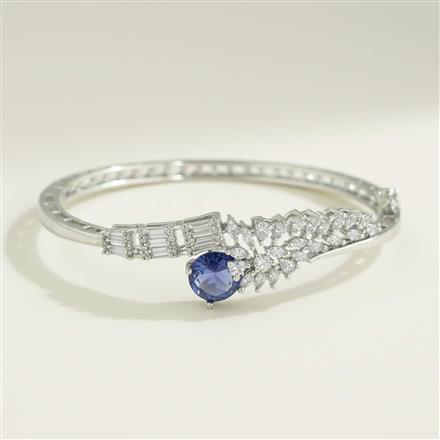 Cubic Zirconia Openable Kada With Rhodium Plating