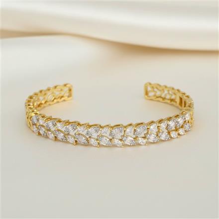 Cz Openable Kada With Mehndi 2 Tone Rhodium Plating