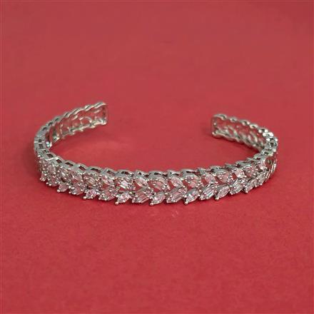 Cz Openable Kada With Mehndi 2 Tone Rhodium Plating