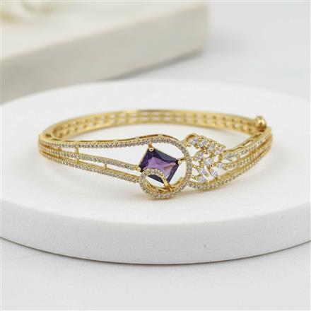 Cubic Zirconia Openable Kada With Rhodium Plating