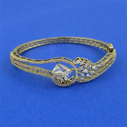 Cubic Zirconia Openable Kada With Rhodium Plating