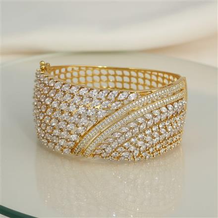 Cz Openable Kada With Mehndi 2 Tone Rhodium Plating