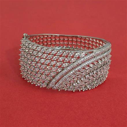 Cz Openable Kada With Mehndi 2 Tone Rhodium Plating