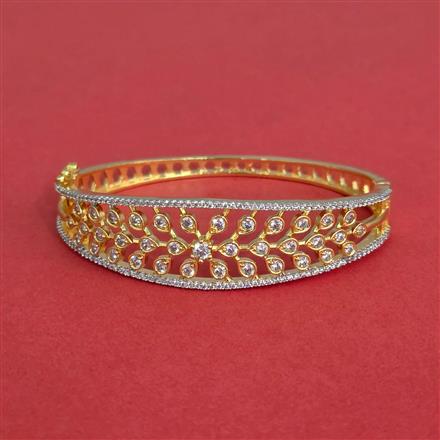 Cz Openable Kada With Mehndi 2 Tone Rhodium Plating