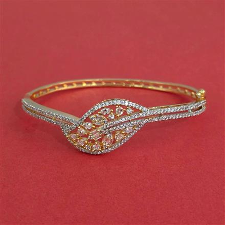 Cz Openable Kada With Mehndi 2 Tone Rhodium Plating