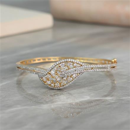 Cz Openable Kada With Mehndi 2 Tone Rhodium Plating