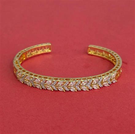 Cz Openable Kada With Mehndi 2 Tone Rhodium Plating