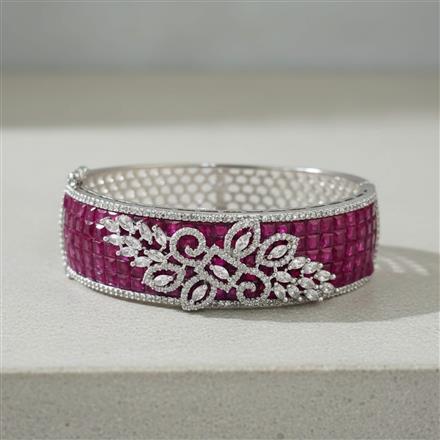 Cz Openable Kada With Rhodium Plating