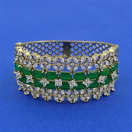 Cubic Zirconia Openable Kada With Mehndi Plating