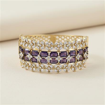 Cubic Zirconia Openable Kada With Mehndi Plating