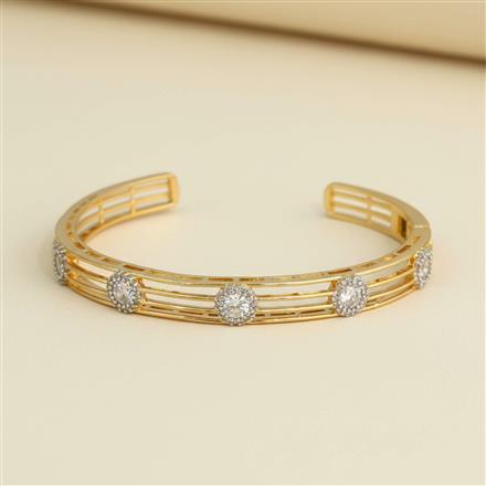 Cz Openable Kada With Rhodium 2 Tone Plating
