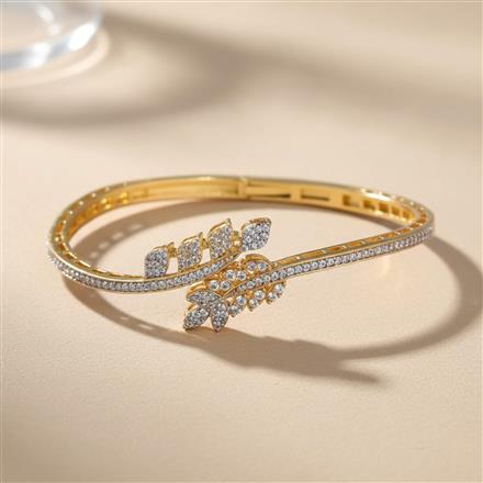 Cz Openable Kada With Mehndi 2 Tone Rhodium Plating