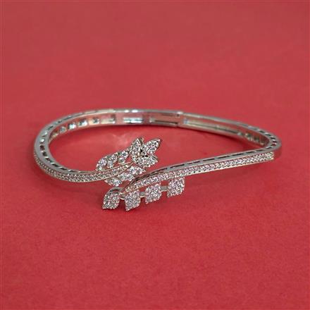 Cz Openable Kada With Mehndi 2 Tone Rhodium Plating