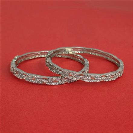 Cz Classic Bangles With Rhodium Plating