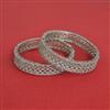 Cz Openable Bangles With Rhodium Plating