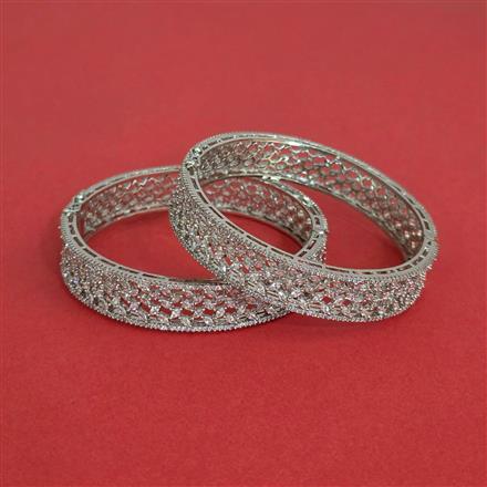 Cz Openable Bangles With Rhodium Plating