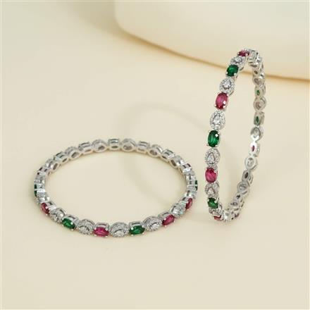 Cz Classic Bangles With Rhodium Plating