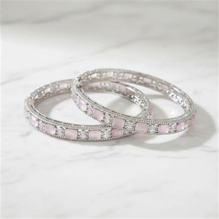 Cz Classic Bangles With Rhodium Plating