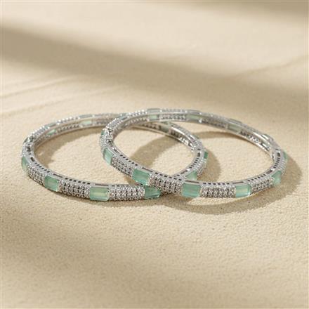 Cz Classic Bangles With Rhodium Plating