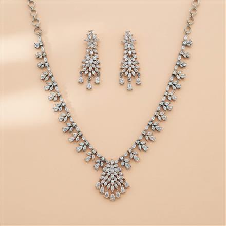 Cz Classic Necklace Set With 2 Tone Rhodium Black Rose Plating