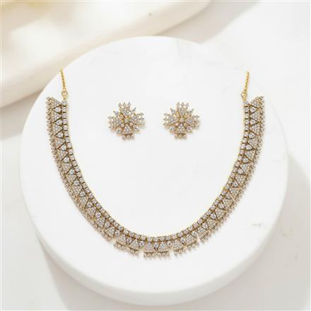 Cz Classic Necklace Set With Mehndi Plating