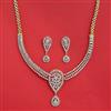 Cubic Zirconia Classic Necklace Set With Carat 2 Tone Rhodium Plating