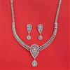 Cubic Zirconia Classic Necklace Set With Carat 2 Tone Rhodium Plating