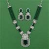 Cz Classic Necklace Set With Rhodium Plating