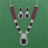 Cz Classic Necklace Set With Rhodium Plating