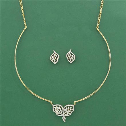 Cz Delicate Pendant Set With 2 Tone Rhodium Plating