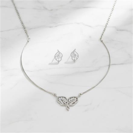 Cz Delicate Pendant Set With 2 Tone Rhodium Plating
