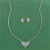 Cz Delicate Pendant Set With 2 Tone Rhodium Plating