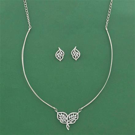 Cz Delicate Pendant Set With 2 Tone Rhodium Plating