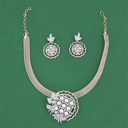 Cz Classic Pendant Set With 2 Tone Plating