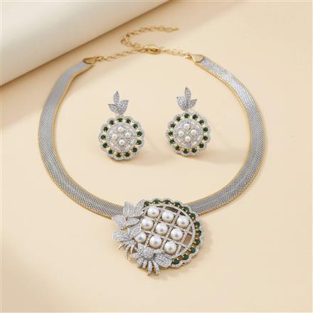 Cz Classic Pendant Set With 2 Tone Plating