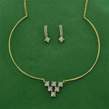 Cz Classic Pendant Set With Rhodium 2 Tone Plating