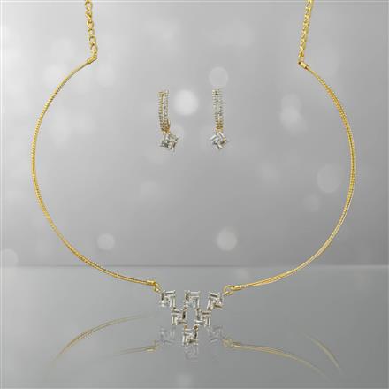 Cz Classic Pendant Set With Rhodium 2 Tone Plating