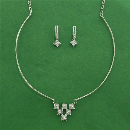 Cz Classic Pendant Set With Rhodium 2 Tone Plating