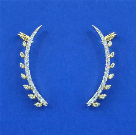 Cubic Zirconia Classic Earring With 2 Tone Rhodium Plating